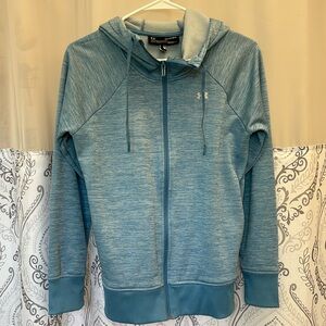 Under Armour long sleeve zip up blue loose fit extra small hooded hoodie